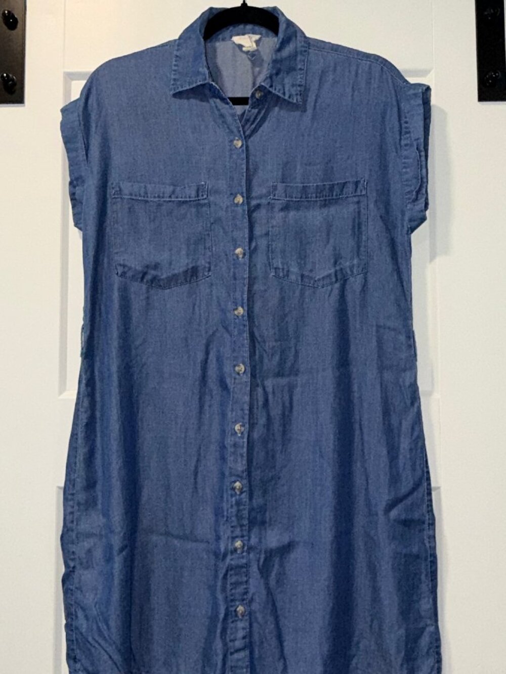 Harper Heritage Lightweight Lyocell Denim-Look Button-Front Shirt Dress